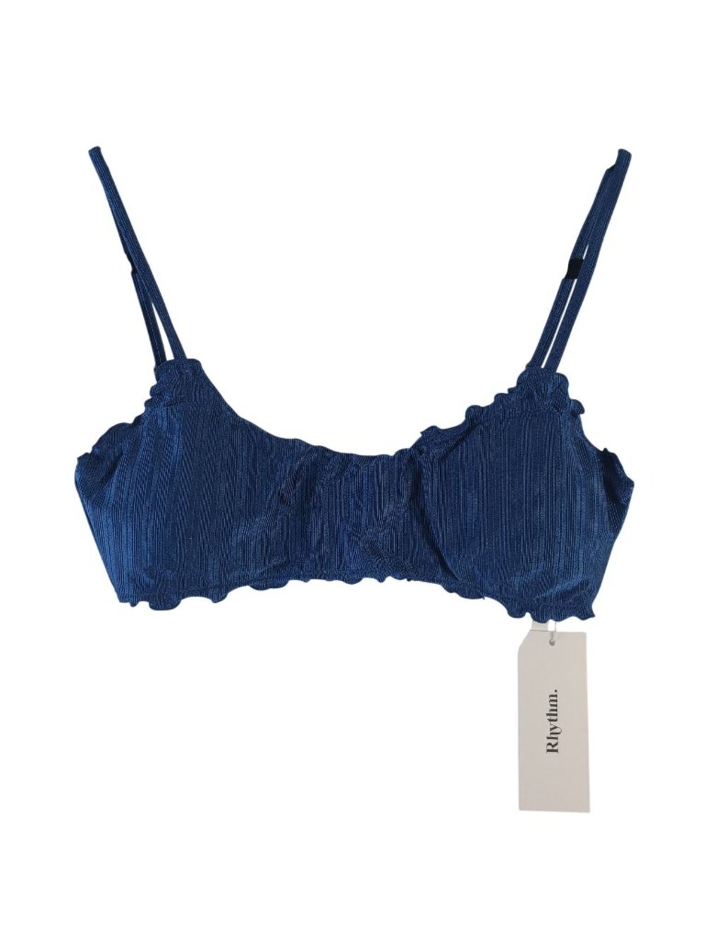 NEW Rhythm Pacific Rib Crop Top Dark Blue Size Large Adjustable Straps Gold-Tone